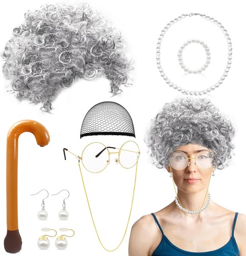 8pcs old lady costume set - 8pcs,